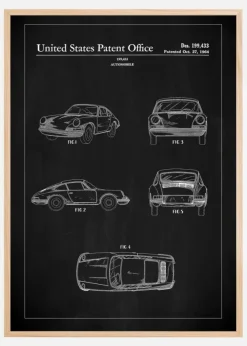 Patent Print - Porsche 911 Carrera - Black Poster (21x29.7 cm (A4))
