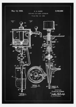 Patent Print - Portable Cold Beer Dispenser - Black Canvastavla (30x40 cm)