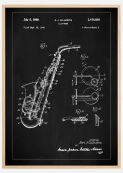 Patent Print - Saxophone - Black Poster (21x29.7 cm (A4))