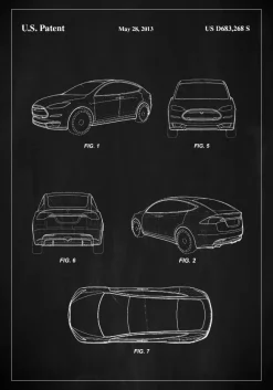 Patent Print - Tesla - Black Poster (21x29.7 cm (A4))