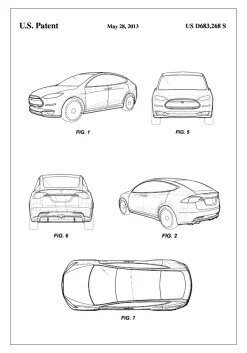 Patent Print - Tesla - White Poster (21x29.7 cm (A4))