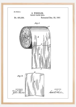 Patent Print - Toilet Paper Roll - White Poster (21x29.7 cm (A4))
