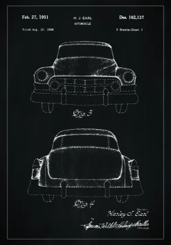 Patentritning - Cadillac II - Svart Poster (21x29.7 cm (A4))