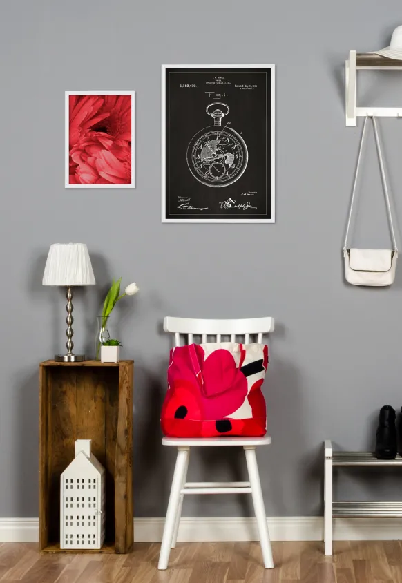 Patentritning - Fickur - Svart Poster (21x29.7 cm (A4))