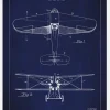 Patentritning - Flygplan - Blå Canvastavla (30x40 cm)