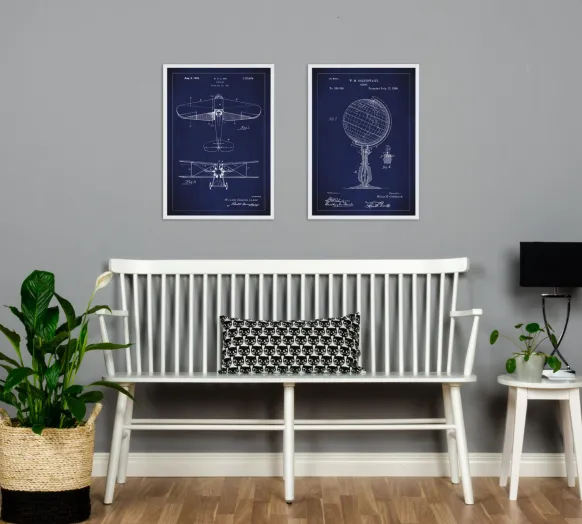Patentritning - Flygplan - Blå Poster (21x29.7 cm (A4))