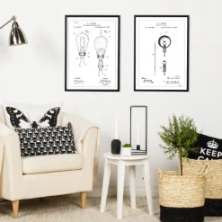 Patentritning - Glödlampa A - Vit Poster (21x29.7 cm (A4))