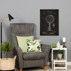 Patentritning - Jordglob - Svart Poster (21x29.7 cm (A4))