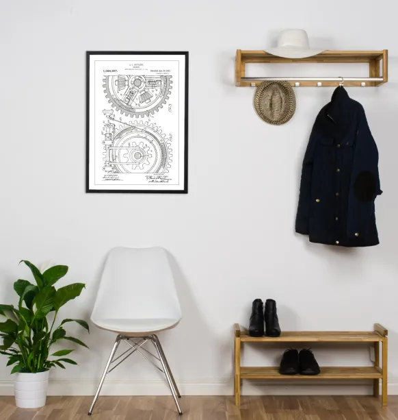 Patentritning - Kugghjul - Vit Poster (21x29.7 cm (A4))