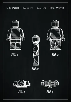 Patentritning - Lego I - Svart Poster (21x29.7 cm (A4))
