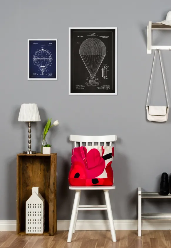 Patentritning - Luftballong - Blå Poster (21x29.7 cm (A4))