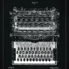 Patentritning - Skrivmaskin - Svart Poster (21x29.7 cm (A4))
