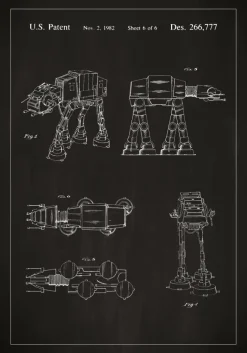 Patentritning - Star Wars - Walker - Svart Poster (21x29.7 cm (A4))