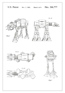 Patentritning - Star Wars - Walker - Vit Poster (21x29.7 cm (A4))