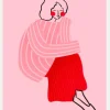 Pink And Red Line Lady Canvastavla (30x40 cm)