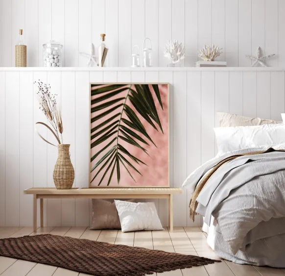 Pink pastell palm Poster (21x29.7 cm (A4))