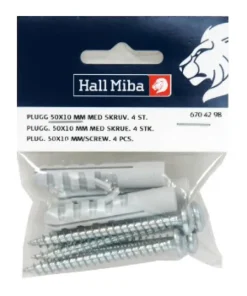 Plugg 50x10 mm med skruv 4-p