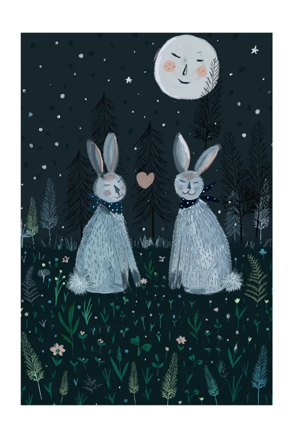 Rabbits in the Forest Poster (21x29.7 cm (A4))
