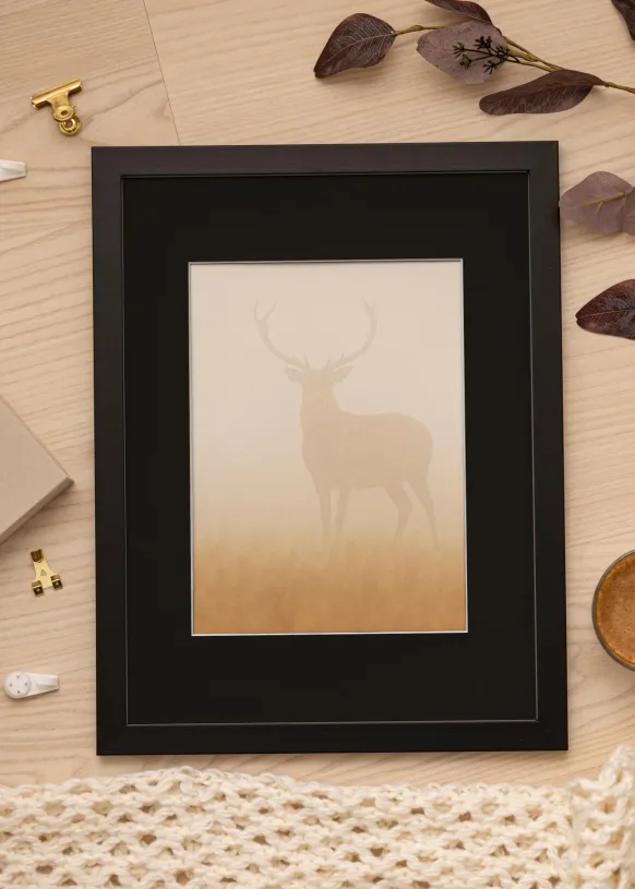 Ram Black Wood 70x100 cm - Passepartout Svart 62x85 cm