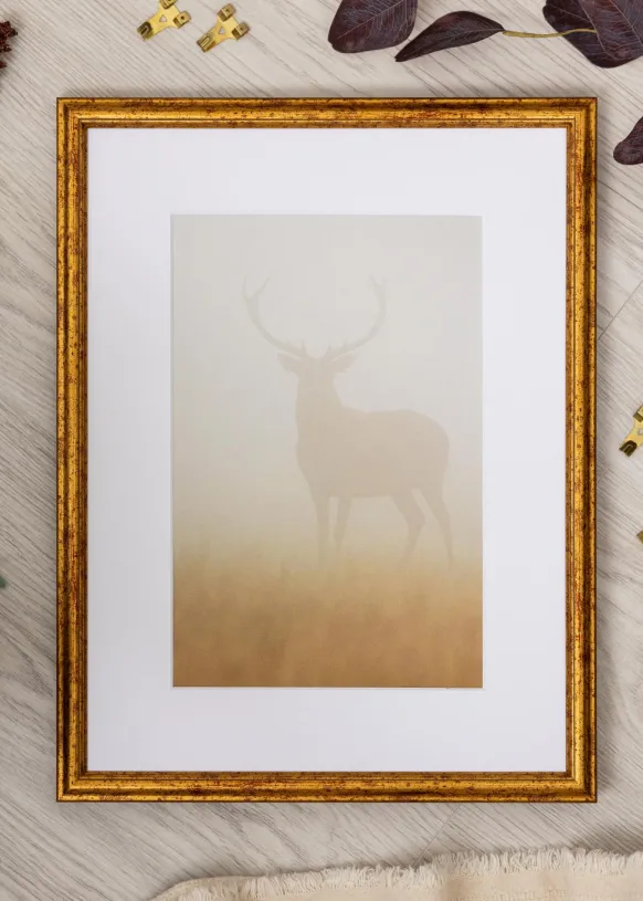 Ram Claudia Guld 30x40 cm - Passepartout Vit 21x29,7 cm