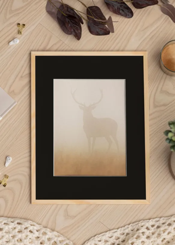 Ram Galant Furu 30x40 cm - Passepartout Svart 20x30 cm