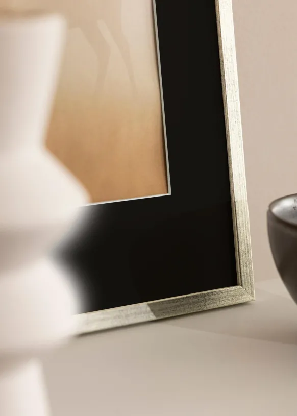 Ram Galant Silver 30x40 cm - Passepartout Svart 20x28 cm
