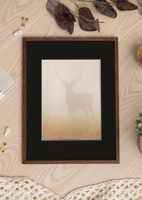 Ram Galant Valnöt 50x50cm - Passepartout Svart 40x40 cm