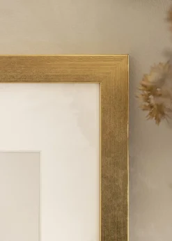 Ram Gold Wood 40x50 cm - Passepartout Vit 12x16 inches