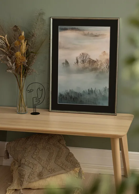 Ram Horndal Silver 20x30 cm - Passepartout Svart 15x21 cm (A5)