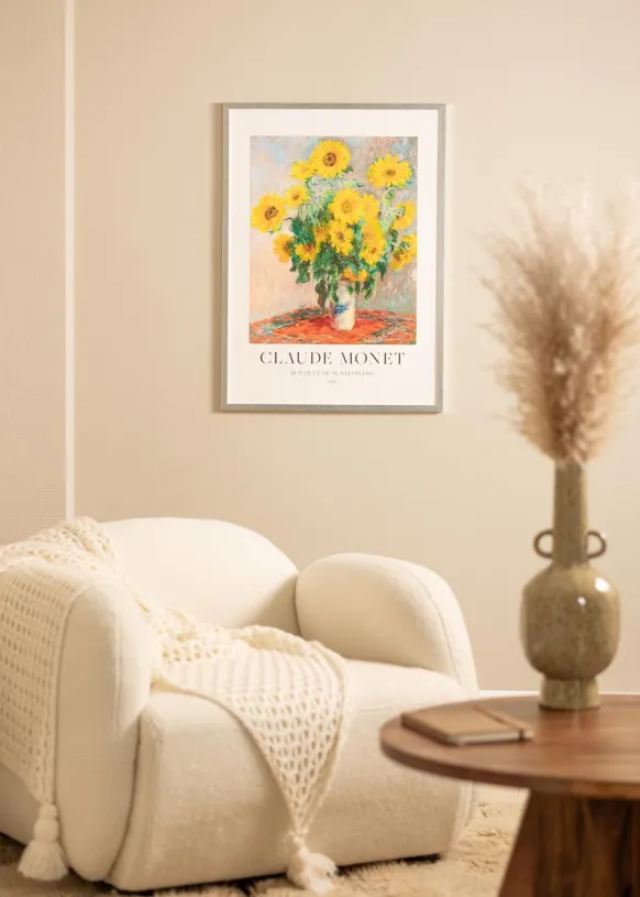 Ram Minerva Silver 50x70 cm - Dubbel Passepartout Vit 42x59,4 cm (A2)