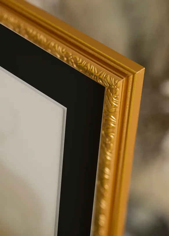 Ram Nostalgia Guld 30x50 cm - Passepartout Svart 18x35 cm