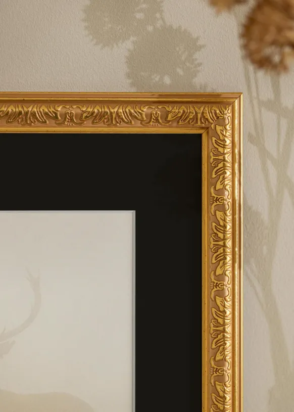 Ram Nostalgia Guld 30x50 cm - Passepartout Svart 18x35 cm