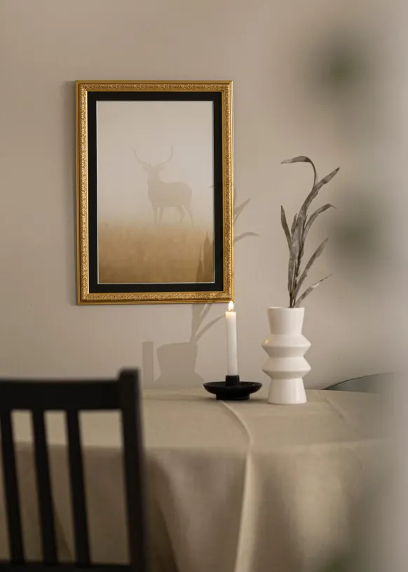 Ram Nostalgia Guld 30x50 cm - Passepartout Svart 18x35 cm