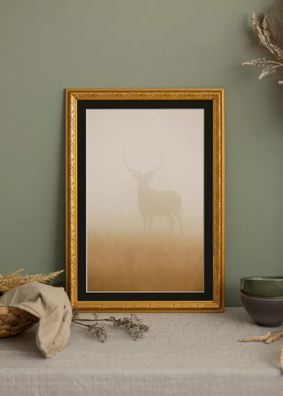 Ram Nostalgia Guld 30x50 cm - Passepartout Svart 18x35 cm