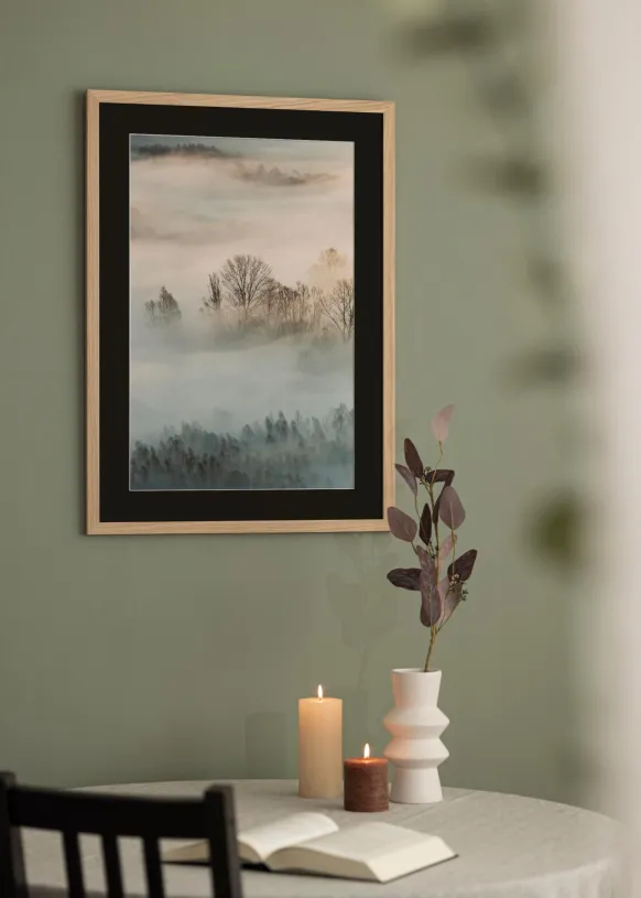 Ram Oak Wood 50x50 cm - Passepartout Svart 35x35 cm