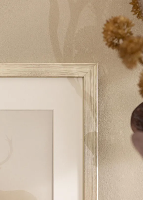 Ram Silver Wood 50x60 cm - Passepartout Vit 15x20 inches