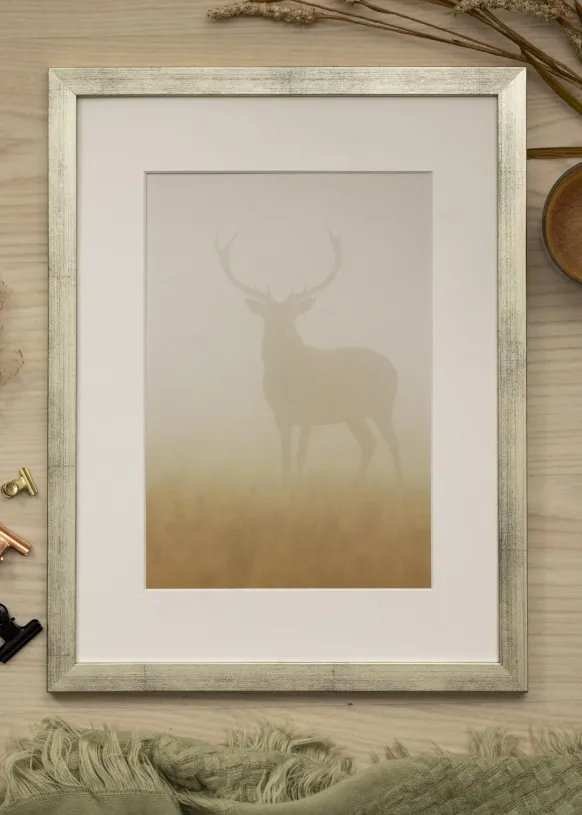 Ram Stilren Silver 35x50 cm - Passepartout Vit 11x17 inches