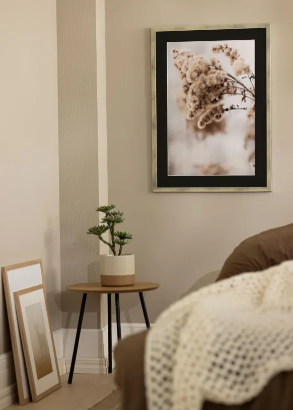 Ram Stilren Silver 50x50 cm - Passepartout Svart 40x40 cm
