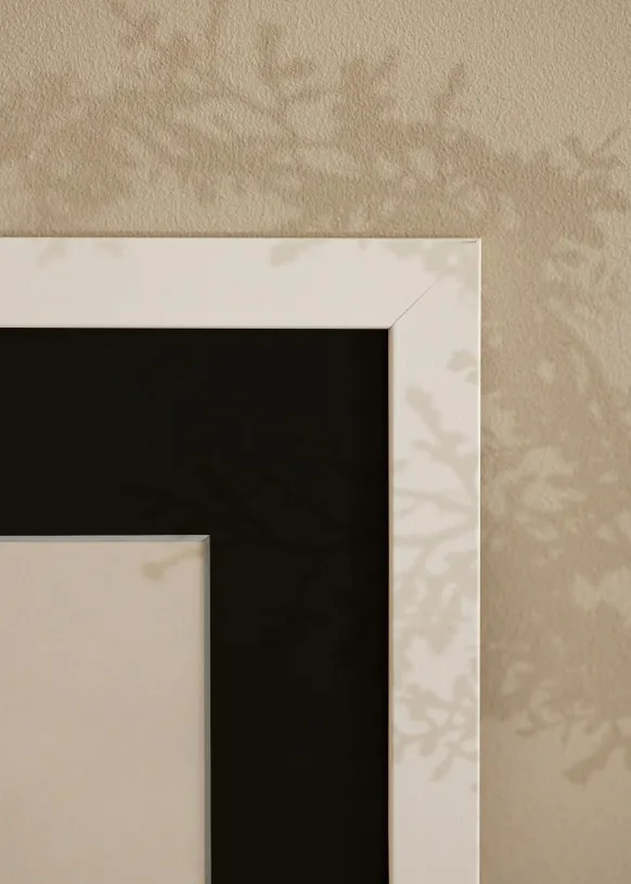 Ram White Wood 50x100 cm - Passepartout Svart 30x80 cm
