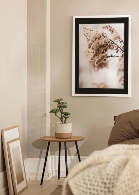 Ram White Wood 50x100 cm - Passepartout Svart 30x80 cm