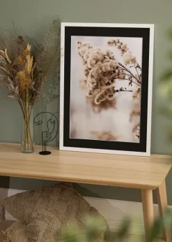 Ram White Wood 50x100 cm - Passepartout Svart 30x80 cm