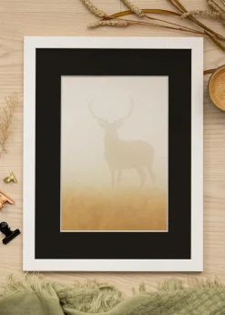 Ram White Wood 50x100 cm - Passepartout Svart 30x80 cm