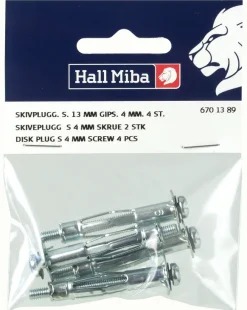 Skruv och plugg för gipsvägg 4 mm - 4 pack