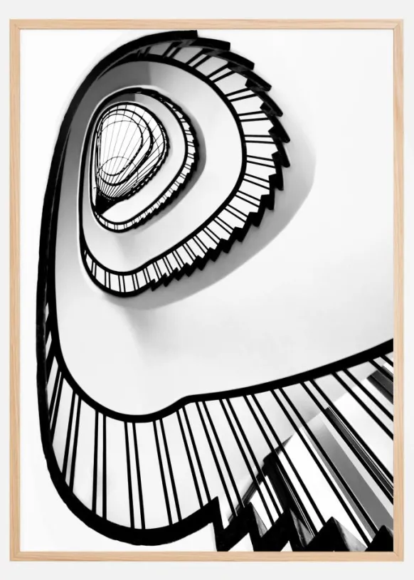 Spiral stairs BW Poster (21x29.7 cm (A4))
