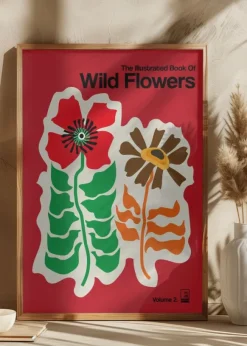 The Illustrated Book Of Wild Flowers Vol.2 Red Poster (21x29.7 cm (A4))