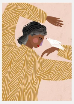 The Woman With He Bird Canvastavla (30x40 cm)