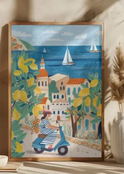 Travel woman on the Amalfi coast Poster (21x29.7 cm (A4))