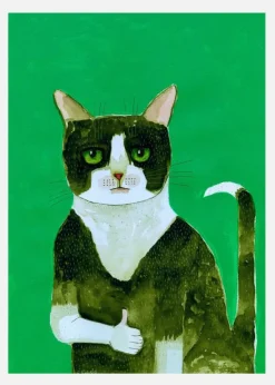 Tuxedo Cat Thumbs Up Canvastavla (30x40 cm)