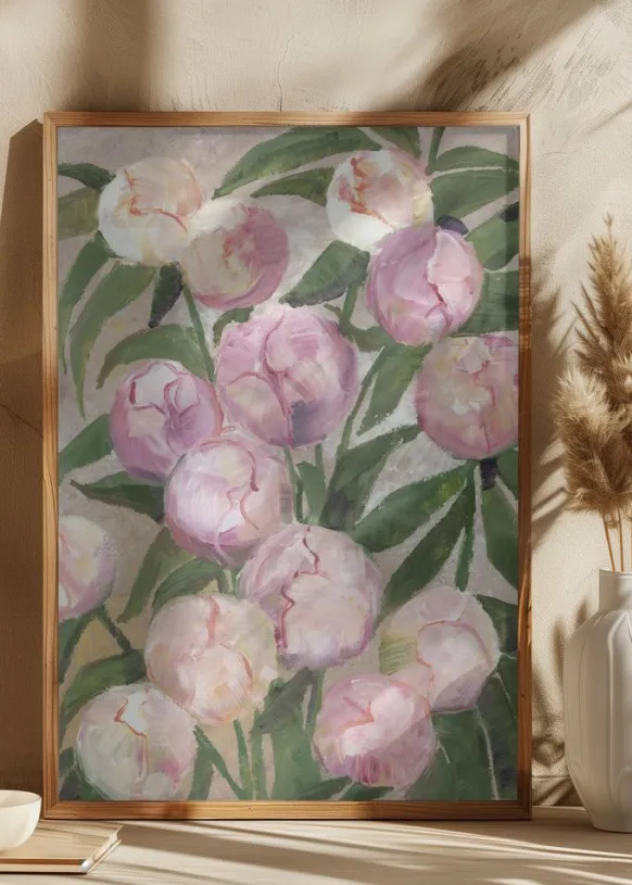 Valenty painterly peonies Poster (21x29.7 cm (A4))