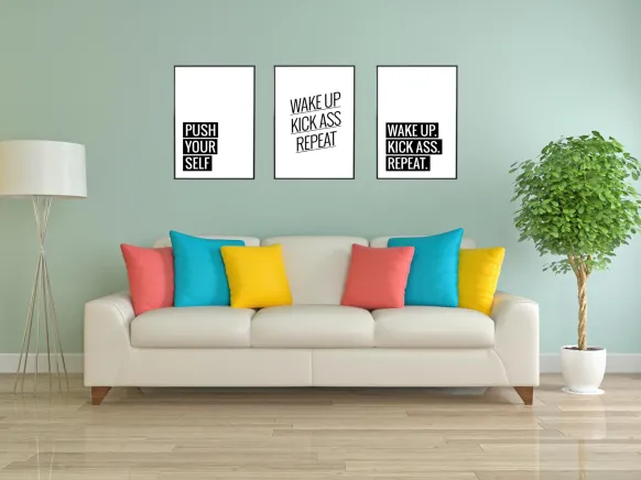 Wake up Kick ass Repeat - Poster (21x29.7 cm (A4))